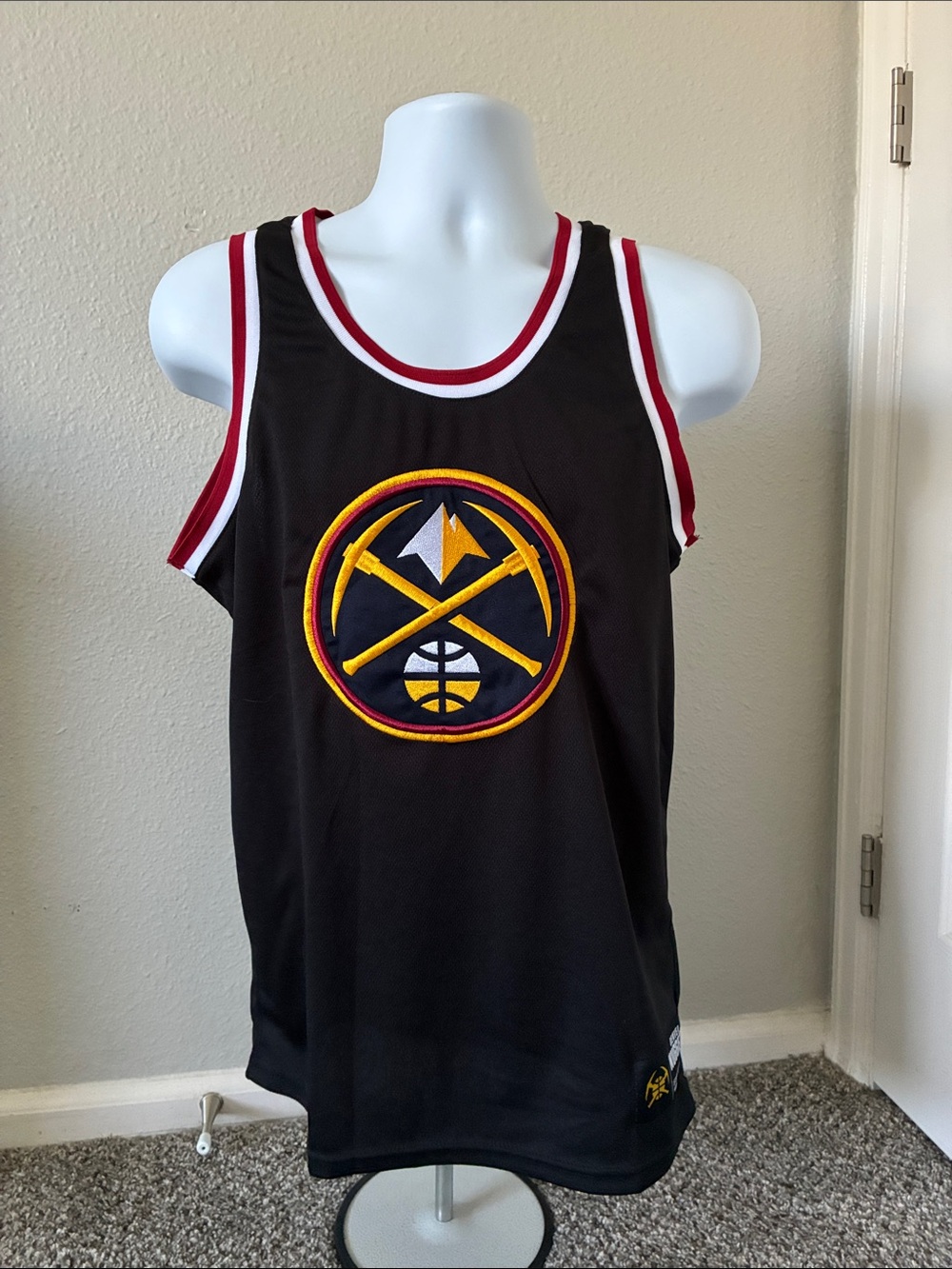 NBA Men's Denver Nuggets Black Basketball Jersey Tank Top Small Patch Sewn Logo